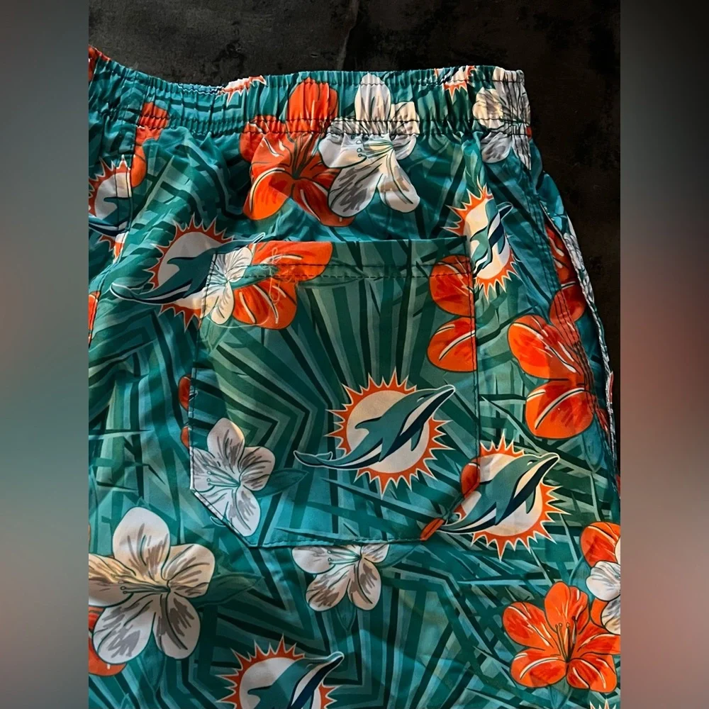 NWT Miami Dolphins Swim Trunks Medium